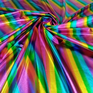 Tela de lamé elastizado multicolor, ideal para disfraces y prendas escénicas