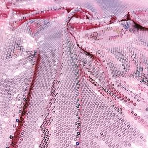 Tela de lentejuela de lycra color rosa
